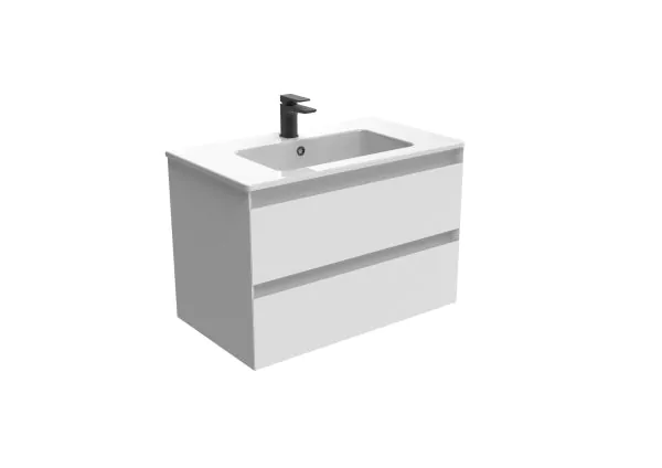 Saneux UNI 80cm 2 drawer wall mounted unit – Matte White