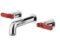 Crosswater UNION Three Hole Wall Mounted Basin Set Chrome Red Levers 