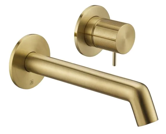 Just Taps Wall mounted basin mixer with lever Brushed Brass