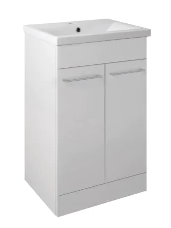 Just Taps Pace 500 Floor Standing Unit with Doors and Basin – White