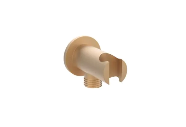 Saneux COS round shower outlet elbow & holder – Brushed Brass