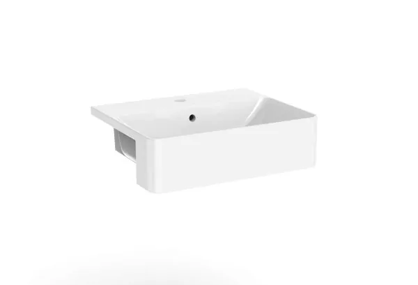 Saneux SIENNA 50x40cm square semi-recessed washbasin 1TH