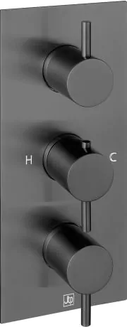 Just Taps VOS thermostatic concealed 3 outlet shower valve, MP 0.5 Brushed Black Designer handle