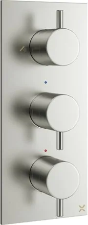 Crosswater MPRO 3 Outlet 3 Handle Concealed Thermostatic Shower Valve Portrait Stainless Steel Effect