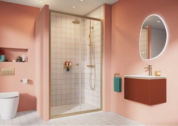 Clear 6 Shower Enclosures  Single Sliding Door Brushed Brass 1100mm