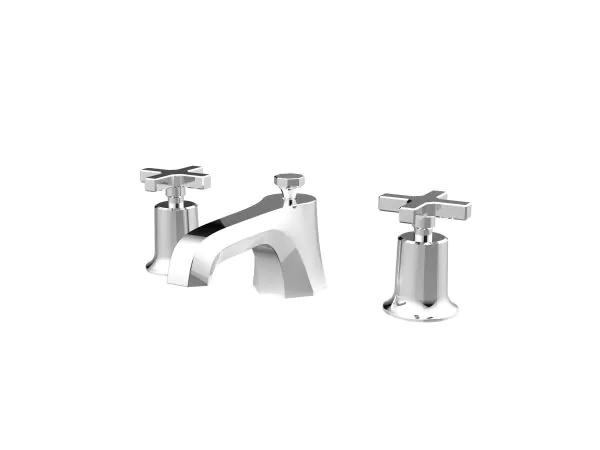 Saneux 3TH Cromwell Basin Mixer w/waste – Cross Handle – Chrome