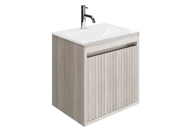 Crosswater Flute 470 Wall Hung drawer Unit with Ice White Glass Basin