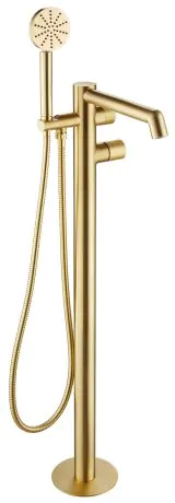 Just Taps Floor standing bath shower mixer no lever with kit Brushed Brass