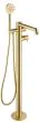 Just Taps Floor standing bath shower mixer with lever and kit Brushed Brass