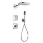 Flova Fusion thermostatic mixer with 3-outlet GoClick® shower valve, 2-function rainshower and handshower kit