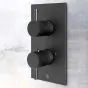 Just Taps Vos Vertical Thermostatic 1-Outlet Concealed Shower Valve-Double Designer Handle-Matt Black