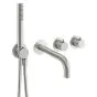 Crosswater Module 2 Outlet 2 Handle Shower Valve, Bath Spout & Handset Brushed Stainless Steel