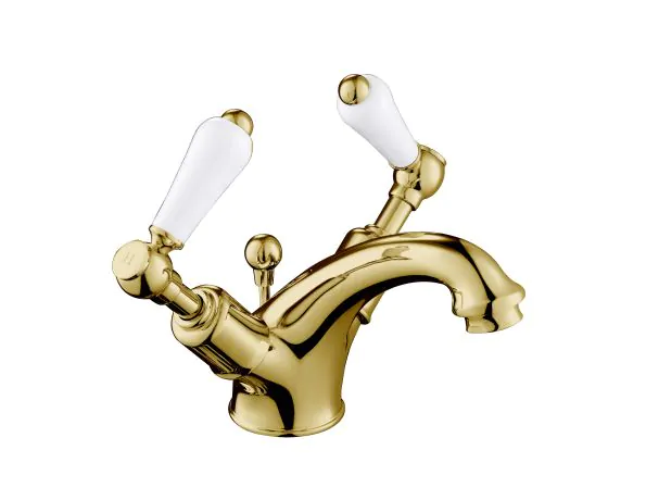 Just Taps Grosvenor Lever Antique Brass Edition Basin Mixer with Pop Up Waste