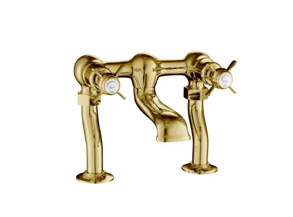 Just Taps Grosvenor Pinch Antique Brass Edition Deck Mounted Bath Filler