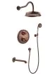 Flova Liberty thermostatic 3-outlet shower valve with fixed head, handshower kit and bath spout