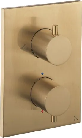 Crosswater 2 Outlet MULTI-flow Thermostatic Valve Backplate & Levers Brushed Brass