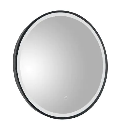 Just Taps VOS Round LED Illuminated Bathroom Mirror With Light Matt Black 600mm