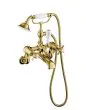 Just Taps Grosvenor Pinch Antique Brass Edition Bath Shower Mixer Wall Mounted with Kit