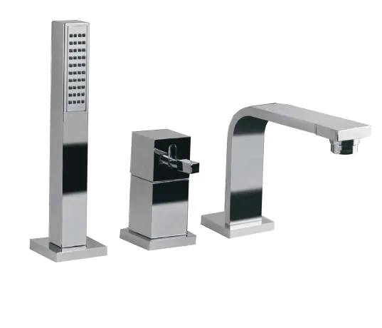 Just Taps Single Lever 3-Hole Bath Mixer Deck Mounted With Spout, Extractable Hand Shower And Diverter