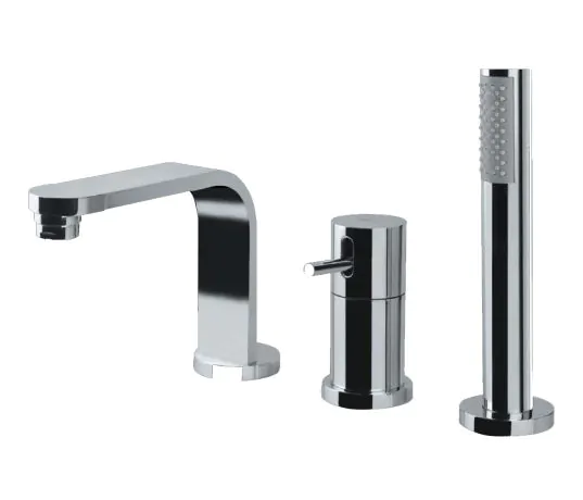 Just Taps Travina Single Lever 3-Hole Mixer Deck Mounted With Spout, Extractable Hand Shower And Diverter
