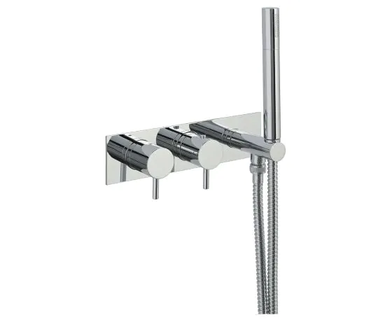 Just Taps Fonti thermostatic concealed 2 outlet shower valve with an attached handle, MP 0.5 Designer Handle