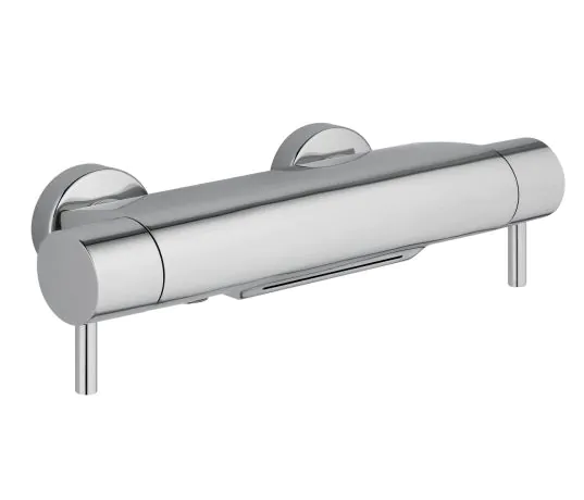 Just Taps Round Thermostatic Bath And Shower Mixer Wall Mounted With Cascade Spout Function