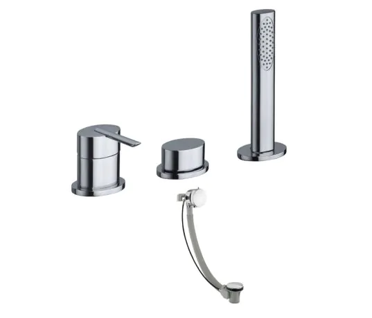 Just Taps Ovaline 3 Hole Bath Set With Extractable Handset And Exofil