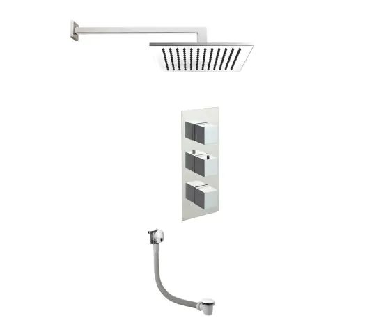 Just Taps Square Thermostat with Extractable Hand Shower and Bath Filler