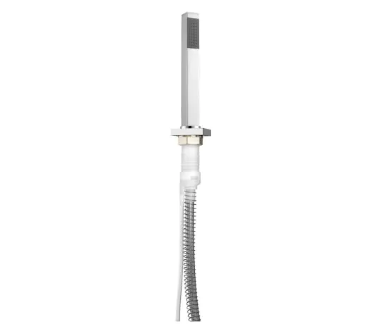 Just Taps Square Extractable shower hose, slim handle, with overflow waste drainer-Chrome