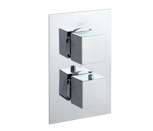 Just Taps Plus Square Thermostatic Concealed 2 Outlet Shower Valve