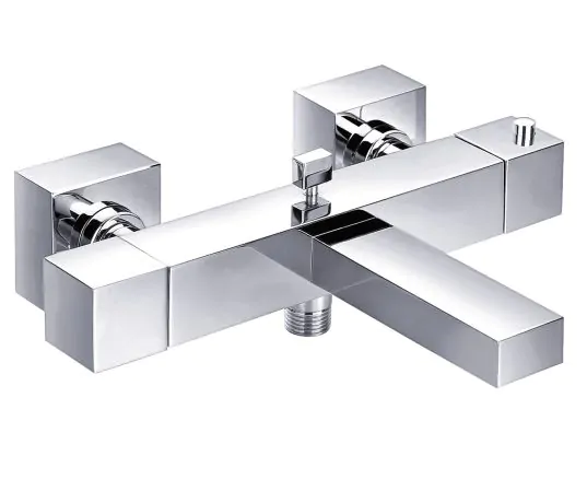 Just Taps Athena square wall mounted thermostatic bath shower mixer