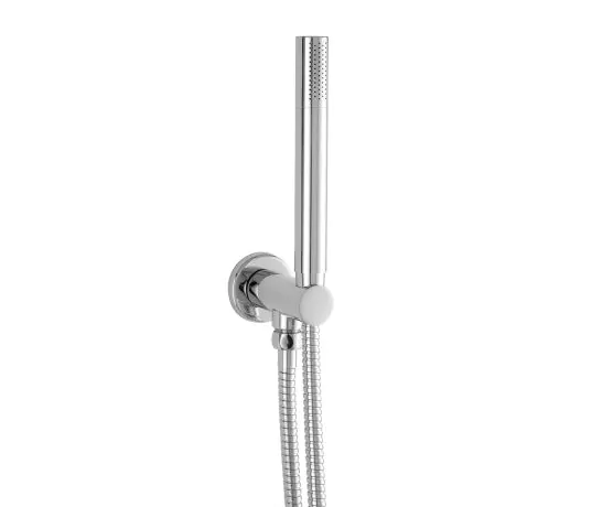 Just Taps Round Water Outlet and Holder with Metal Hose and Slim Handshower-Chrome