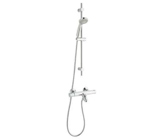 Just Taps Thermostatic bath shower mixer with slide rail kit and multifunction hand shower