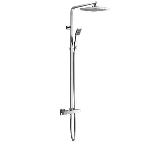 Just Taps Plus Square 2 Outlet Thermostatic Valve With Overhead And Hand Shower
