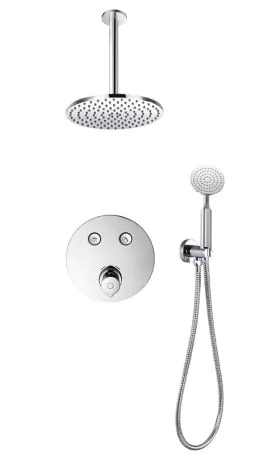 Flova Allore GoClick® thermostatic 2-outlet shower valve with fixed head and handshower kit