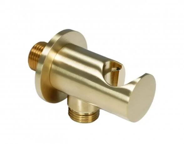 Just Tap  Vos Wall Outlet with Elbow and Wall Support in Brushed Brass 23ELBOW/WSBBR