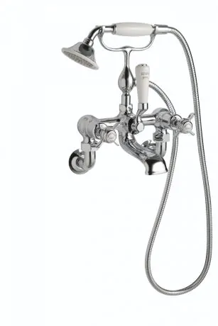 Just Taps Grosvenor Pinch Bath Shower Mixer Wall Mounted with Kit Brass with nickel finish