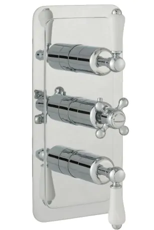 Just Taps Grosvenor Lever Thermostatic Concealed 2Outlet Shower Valve, Vertical - Brass With Chrome Finishing