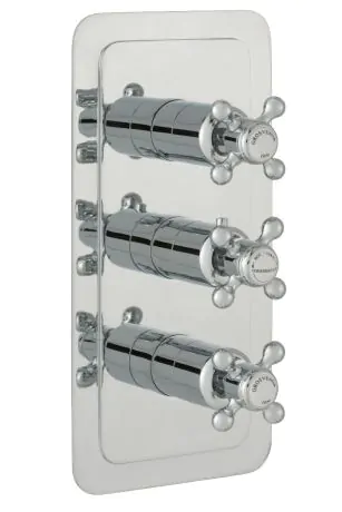 Just Taps Grosvenor Lever Thermostatic Concealed 2 Outlet Shower Valve, Vertical - Brass With Chrome Finishing