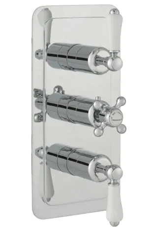 Just Taps Grosvenor Lever Thermostatic 3 Outlet Shower Valve Brass with Nickel finish