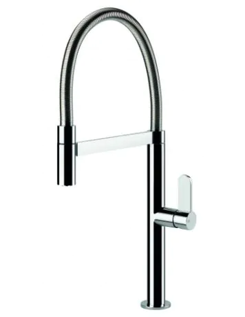 Gessi Helium Semi-professional side lever monobloc mixer with swivel spout and pull-out single flow aerator