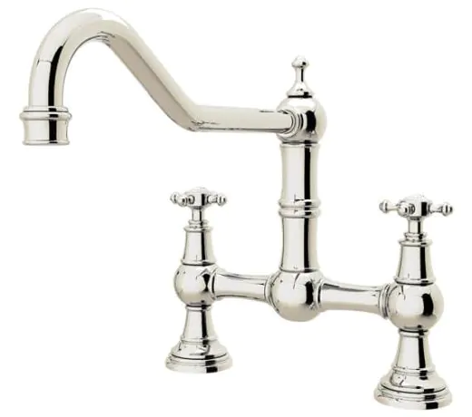 Perrin And Rowe Provence Kitchen Sink Mixer Tap Crosstop Handles Polished Nickel