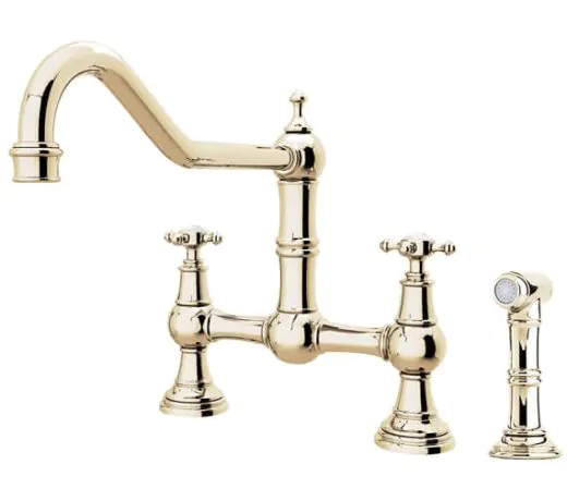 Perrin And Rowe Provence Kitchen Sink Mixer Tap And Rinse Crosstop Handles Gold