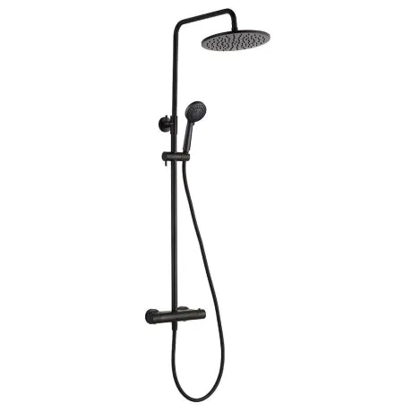 Just Taps Vos Thermostatic Bar Valve with 2 Outlets, Adjustable Riser and Multifunction Shower Handle-Matt Black