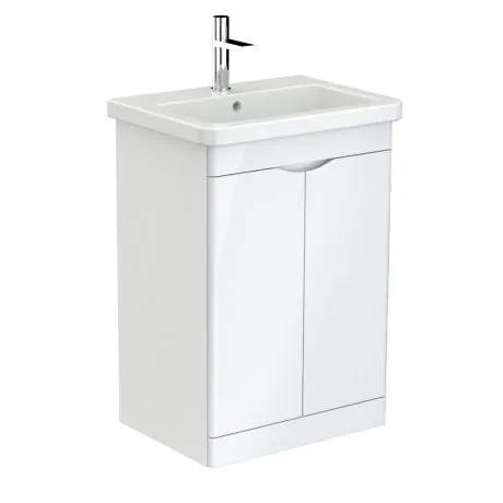 Saneux INDIGO 2-door unit floor mounted gloss white for 60cm basin