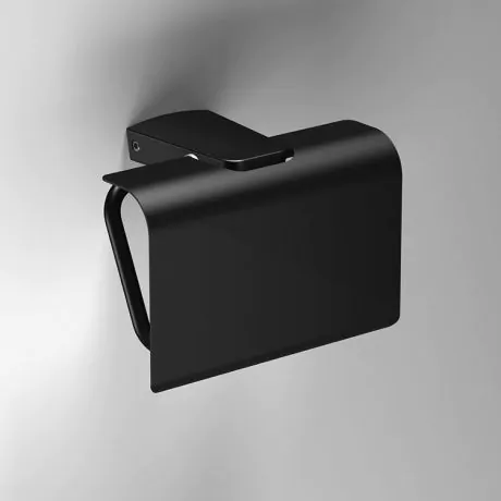 Bathroom Origins S6 Black Toilet Roll Holder with Flap