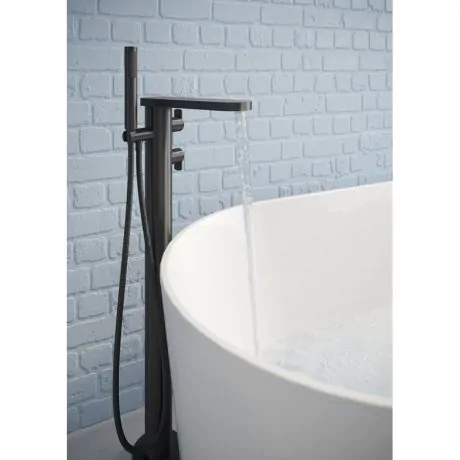 Crosswater Wisp Matt Black Floor Standing Bath Shower Mixer with Kit