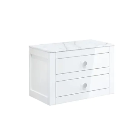 Crosswater Canvass 700 Double Drawer Unit  White Gloss