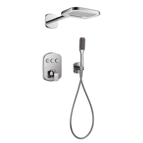 Flova Fusion GoClick® thermostatic 3-outlet shower valve with 2-funtion rainshower and handshower kit