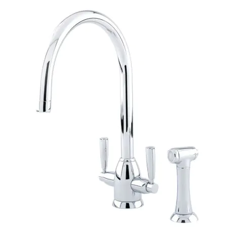 Perrin & Rowe Oberon Sink Mixer with C-Spout & Rinse – Chrome